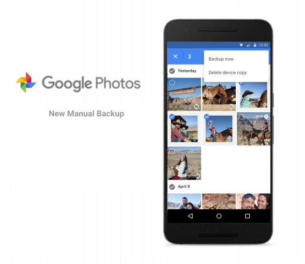 Funcionalidade de Backup manual no Google Fotos
