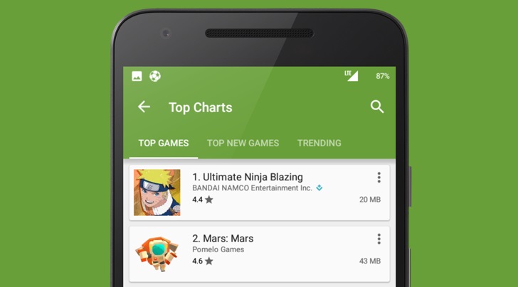 Google Play Store com nova funcionalidade de espaço ocupado