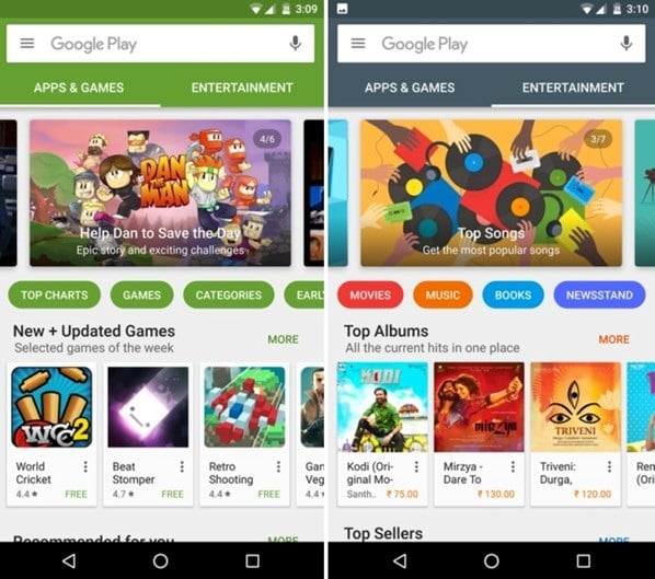 novo design da play store da google