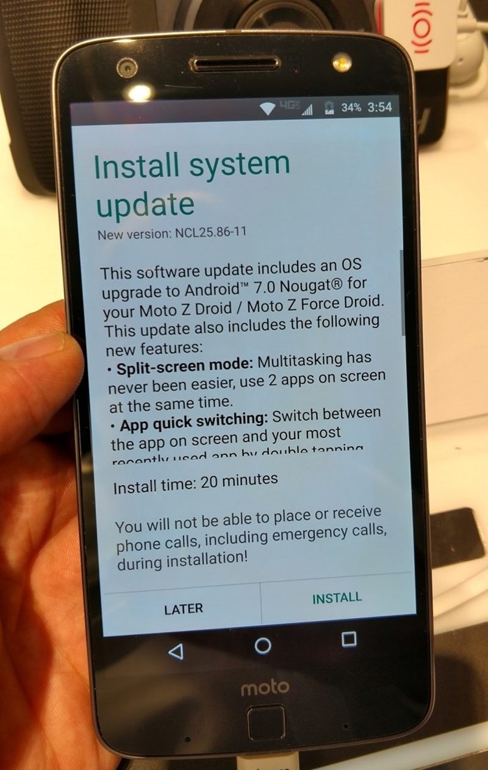 atualização do android nougat no moto z