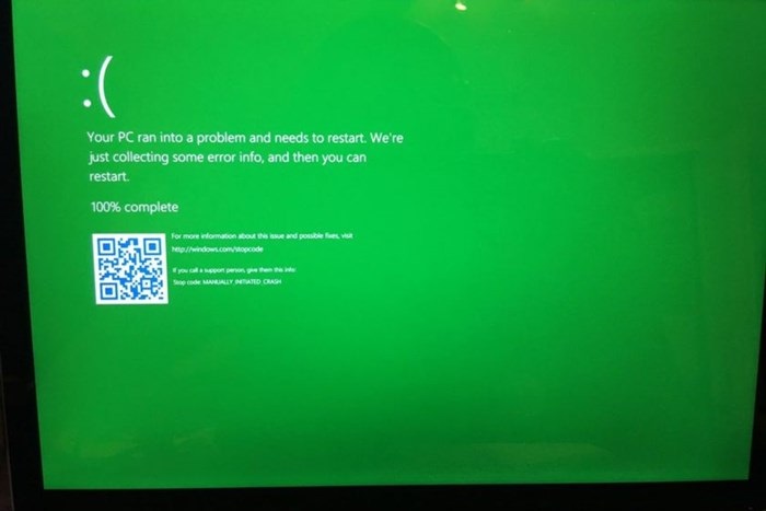 windows 10 erro verde