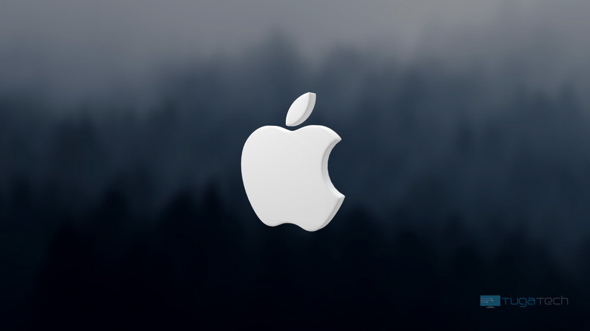 Apple logo da empresa em fundo escuro
