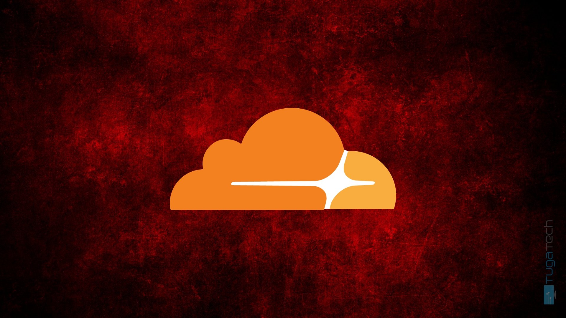 Cloudflare logo sobre fundo vermelho