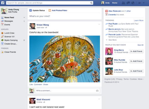 facebook new design