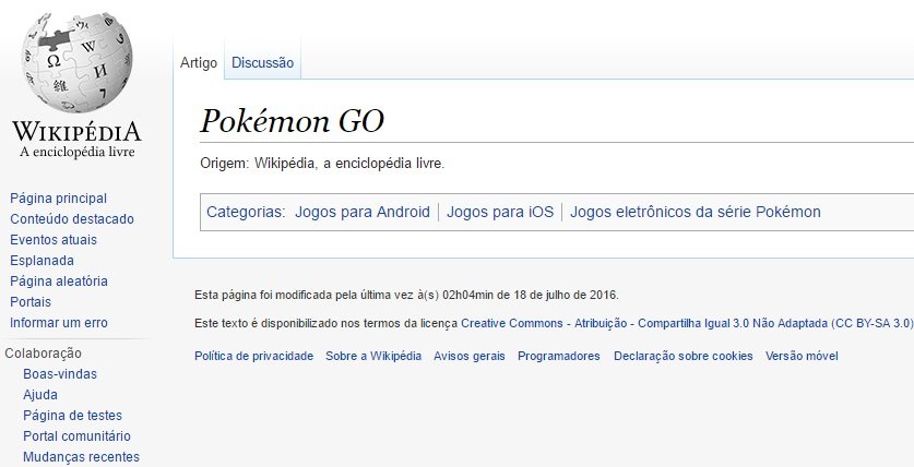 Exemplo do bloqueio na Wikipédia