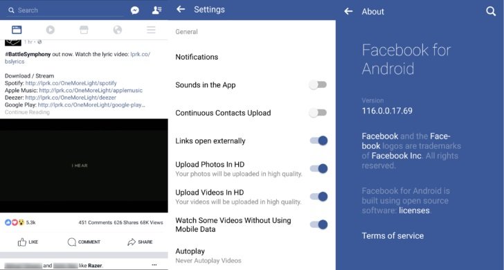 novas funcionalidades facebook android