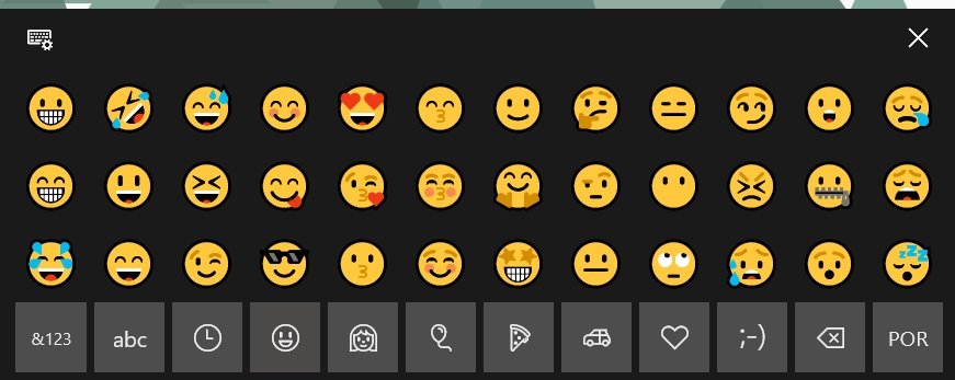 emojis disponíveis no windows 10