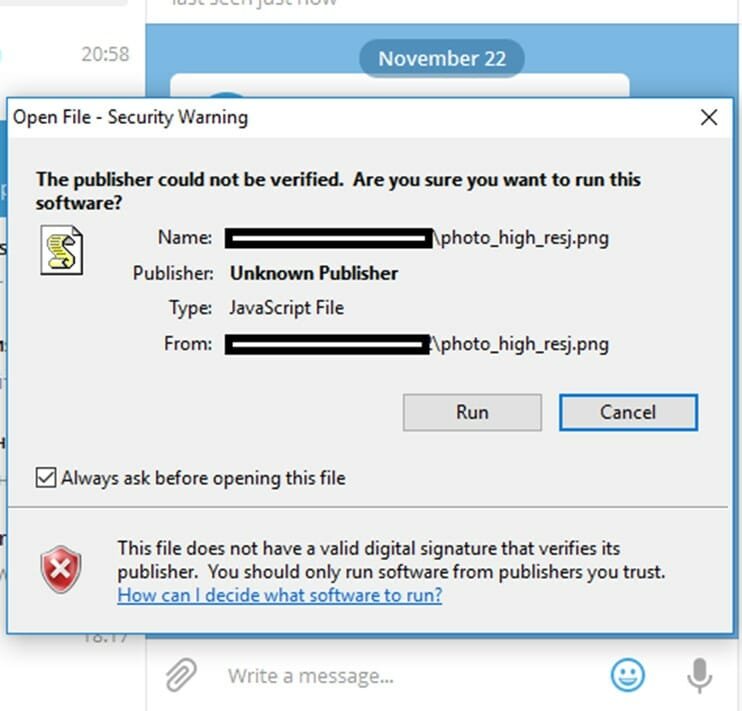 exemplo do ataque telegram